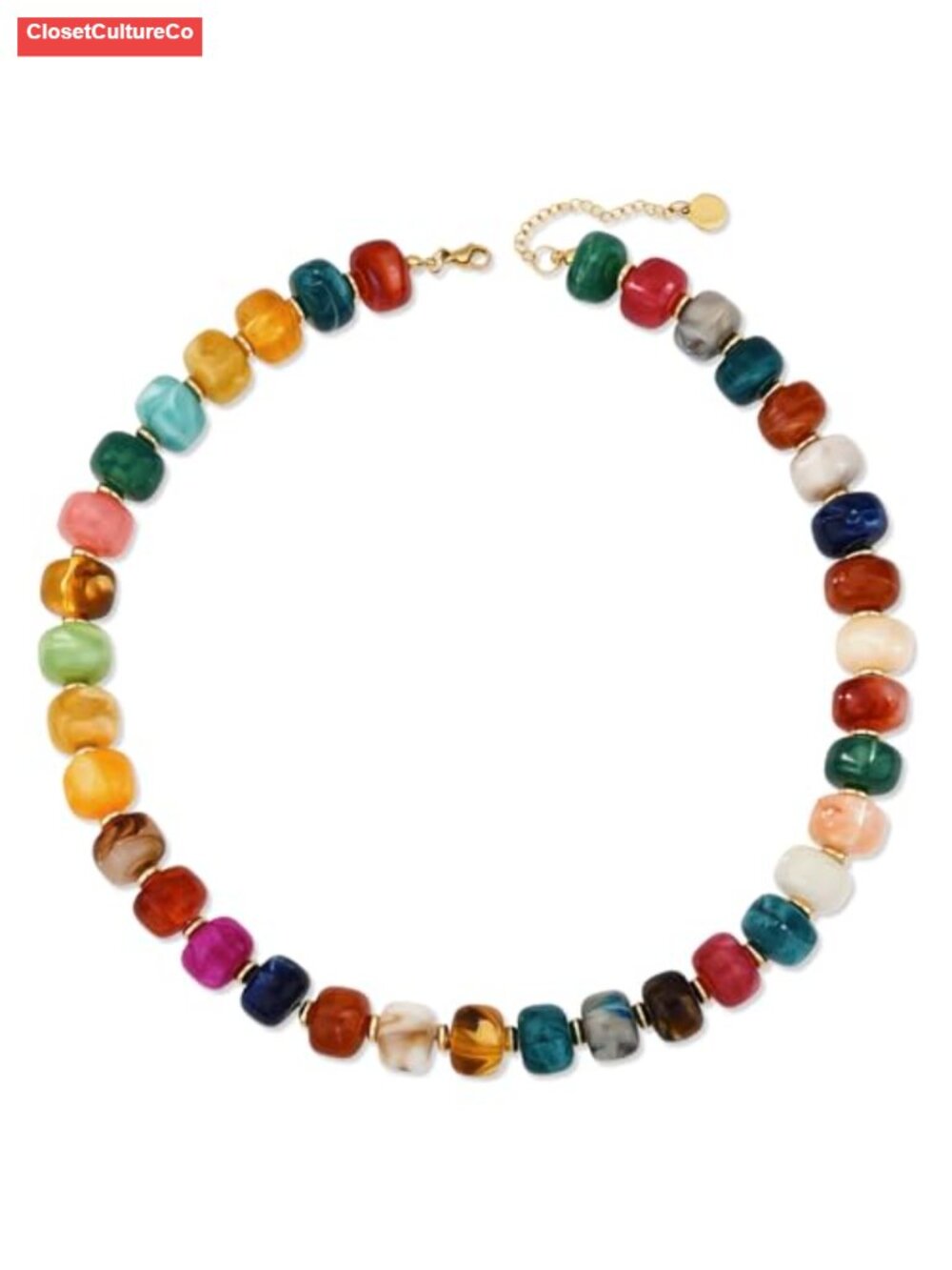 Chunky Beaded Chain Necklace Boho Resin Statement Choker